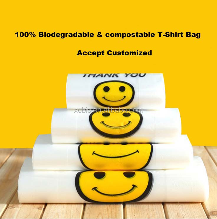 Customized 100% Biodegradable and Compostable T-Shirt Bag Vest Bag Shopping bag