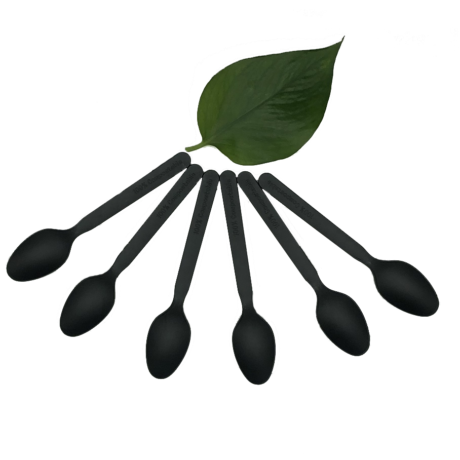 Round Shape Black/White/Customized 100% Biodegradable ECO Friendly  PLA Cutlery  Compostable Spoons