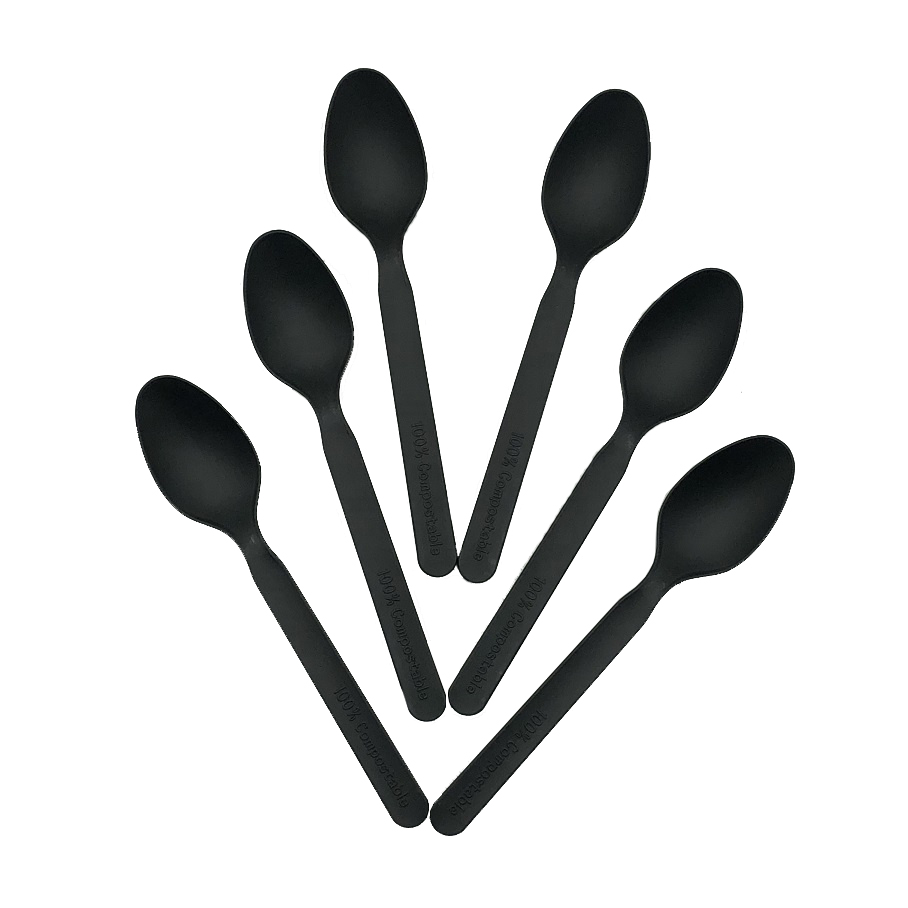 Round Shape Black/White/Customized 100% Biodegradable ECO Friendly  PLA Cutlery  Compostable Spoons