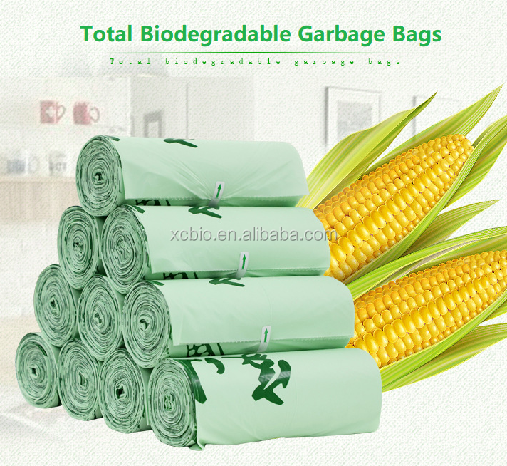 Custom Logo Printing drawstring garbage bag interleaved plastic trash bag New Design 100%  PLA biodegradable